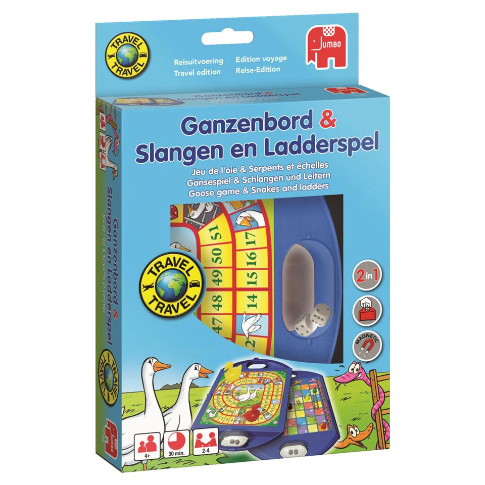Jumbo Ganzenbord & Slangen En Ladders Reisspel 3 Jumbo Ganzenbord & Slangen En Ladders Reisspel