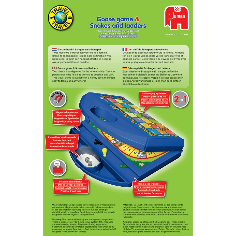 Jumbo Ganzenbord & Slangen En Ladders Reisspel 7 Jumbo Ganzenbord & Slangen En Ladders Reisspel - Afbeelding 5
