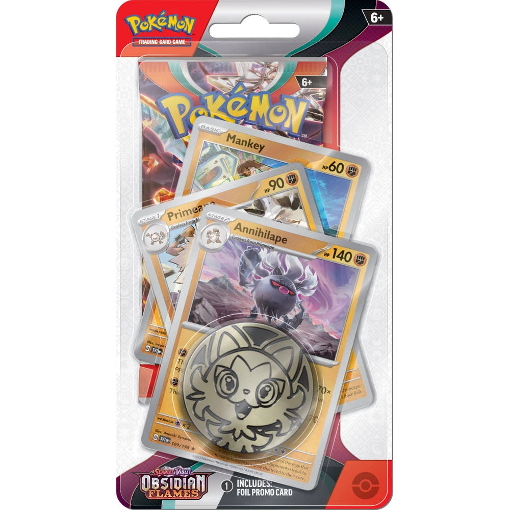 ASMODEE Pokémon TCG Scarlet & Violet Obsidian Flames Premium Checklane Blister Annihilape 3 ASMODEE Pokémon TCG Scarlet & Violet Obsidian Flames Premium Checklane Blister Annihilape